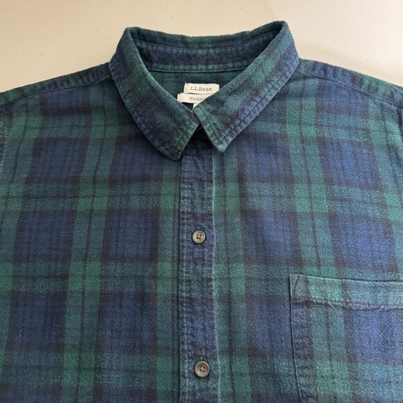 L.L. Bean Flannel Shirt Woman's 2X Plus Scotch Plaid Black Watch Blue/Green Used - Picture 12 of 12